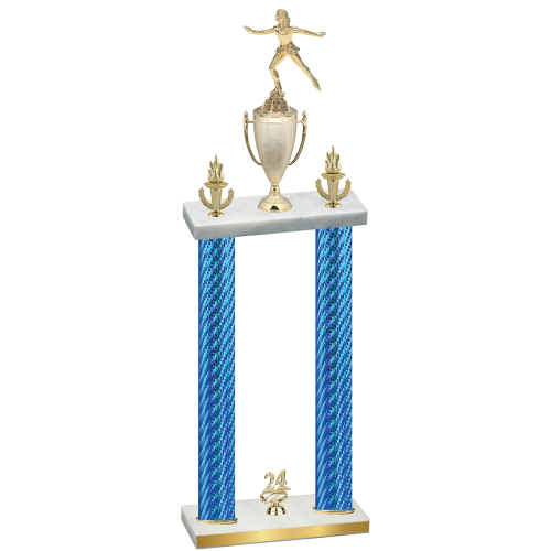 Double Blue Carbon Fiber Year Skater Trophy