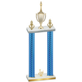 Double Blue Carbon Fiber Third Place Chess Trophy