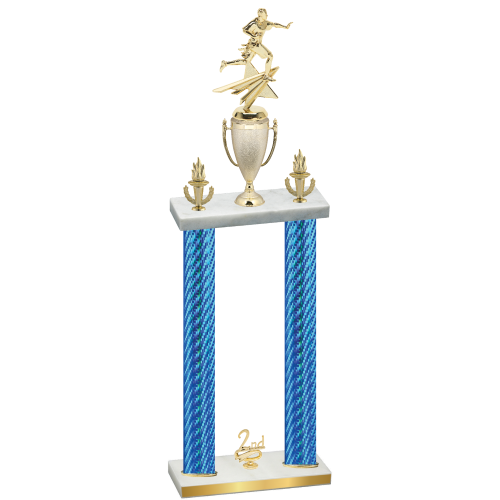 Double Blue Carbon Fiber Second Place Flag Football Trophy