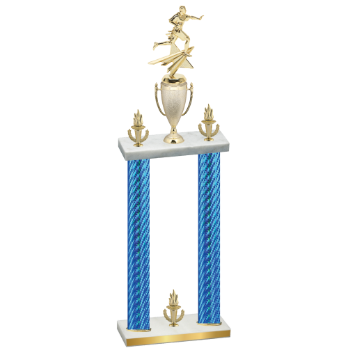 Double Blue Carbon Fiber Victory Flag Football Trophy