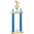 Double Blue Carbon Fiber Third Place Fishing Trophy