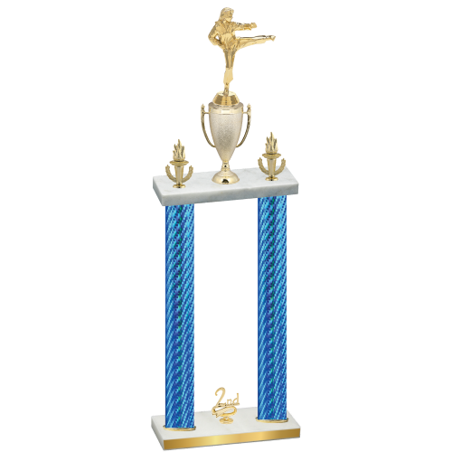 Double Blue Carbon Fiber Second Place Karate Trophy