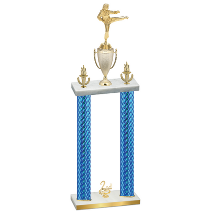Double Blue Carbon Fiber Second Place Karate Trophy
