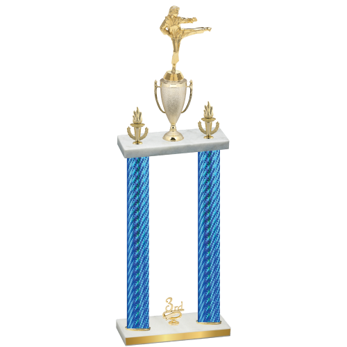 Double Blue Carbon Fiber Third Place Karate Trophy
