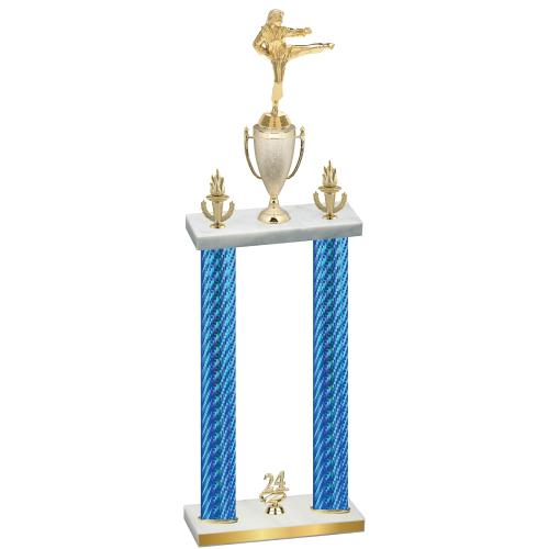 Double Blue Carbon Fiber Year Karate Trophy