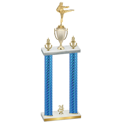 Double Blue Carbon Fiber Year Karate Trophy