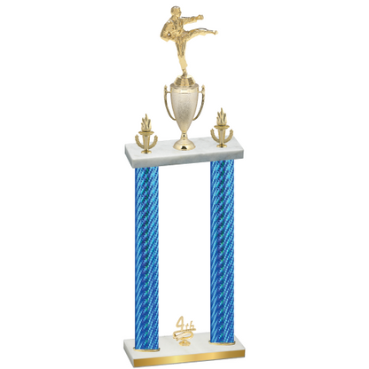 Double Blue Carbon Fiber Fourth Place Karate Trophy