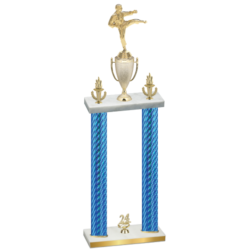 Double Blue Carbon Fiber Year Karate Trophy
