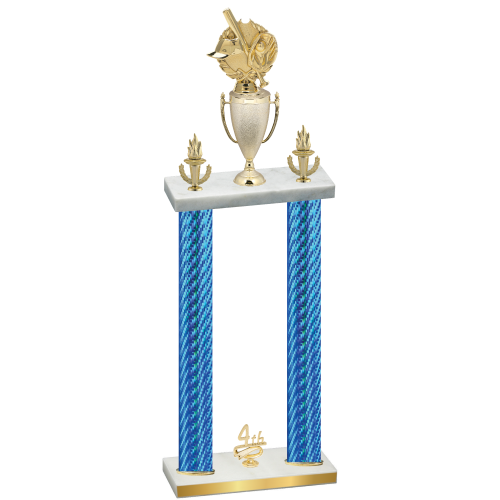 Double Blue Carbon Fiber Fourth Place Baseball Trophy