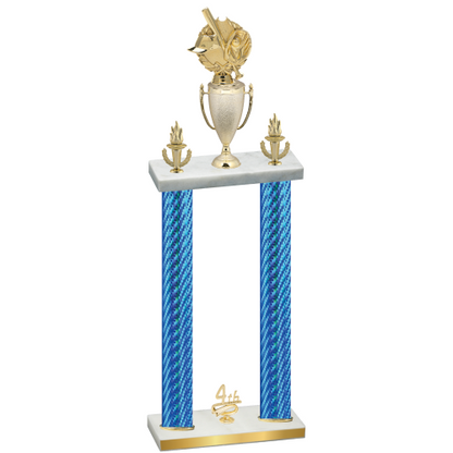 Double Blue Carbon Fiber Fourth Place Baseball Trophy