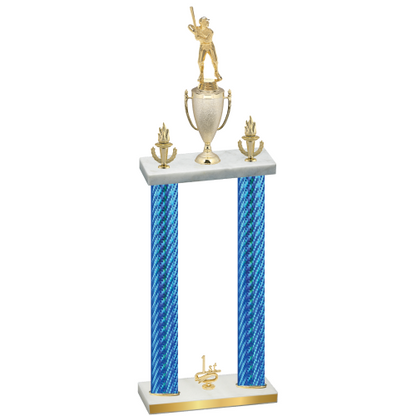 Double Blue Carbon Fiber First Place Baseball Trophy