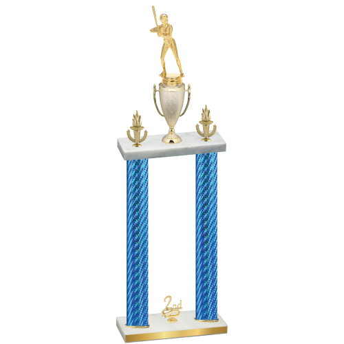 Double Blue Carbon Fiber Second Place Softball Trophy