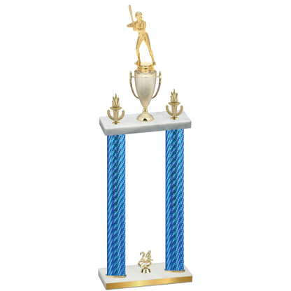 Double Blue Carbon Fiber Year Softball Trophy