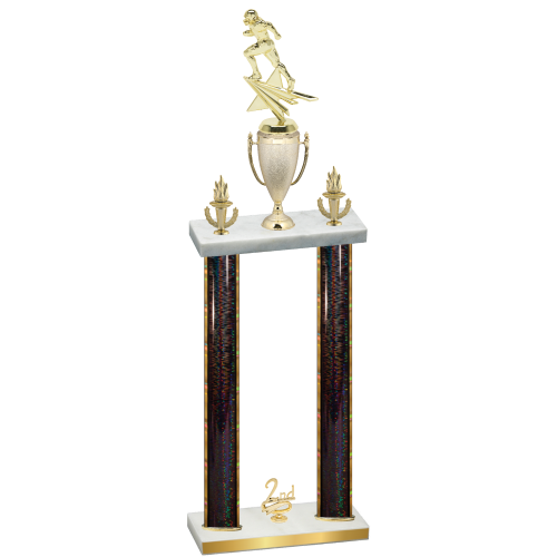 Double Black Glacier Second Place Football Trophy