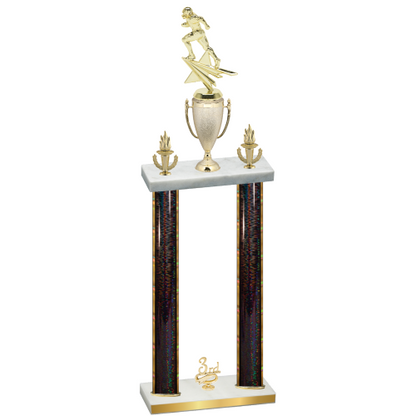 Double Black Glacier Third Place Football Trophy