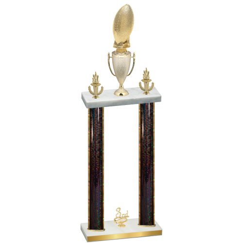 Double Black Glacier Third Place Football Trophy