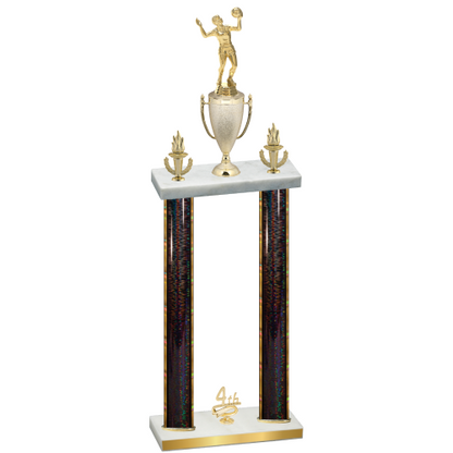Double Black Glacier Fourth Place Volleyball Trophy