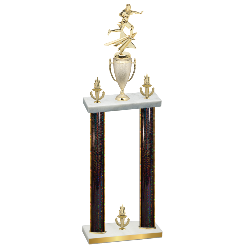 Double Black Glacier Victory Flag Football Trophy