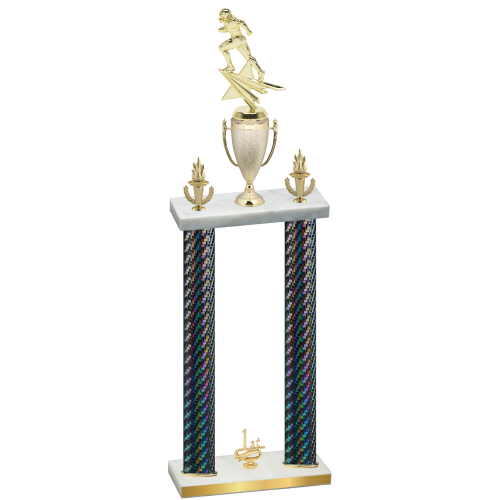 Double Black Carbon Fiber First Place Football Trophy