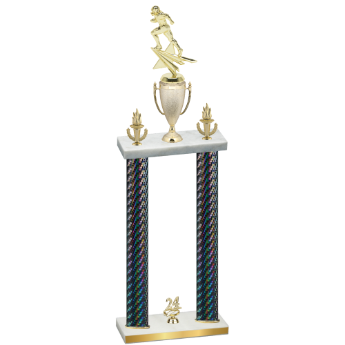 Double Black Carbon Fiber Year Football Trophy