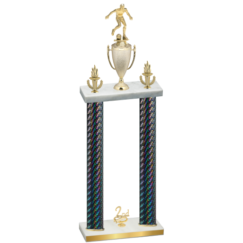 Double Black Carbon Fiber Second Place Soccer Trophy