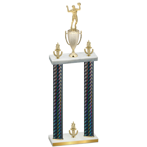 Double Black Carbon Fiber Victory Volleyball Trophy