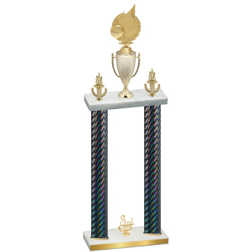 Double Black Carbon Fiber Third Place Volleyball Trophy
