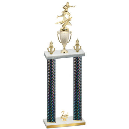 Double Black Carbon Fiber Second Place Flag Football Trophy