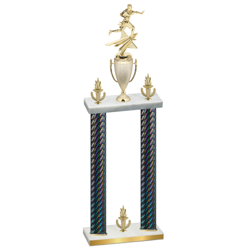 Double Black Carbon Fiber Victory Flag Football Trophy