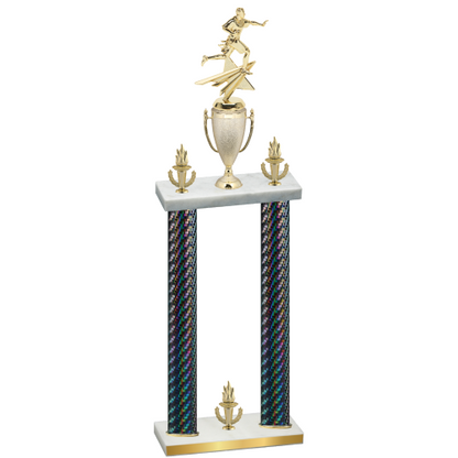 Double Black Carbon Fiber Victory Flag Football Trophy