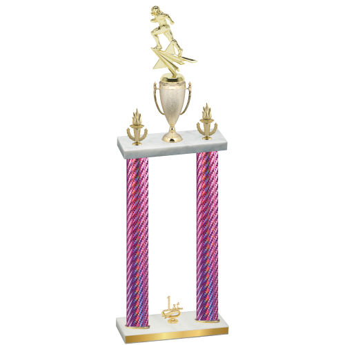 Double Pink Carbon Fiber First Place Football Trophy
