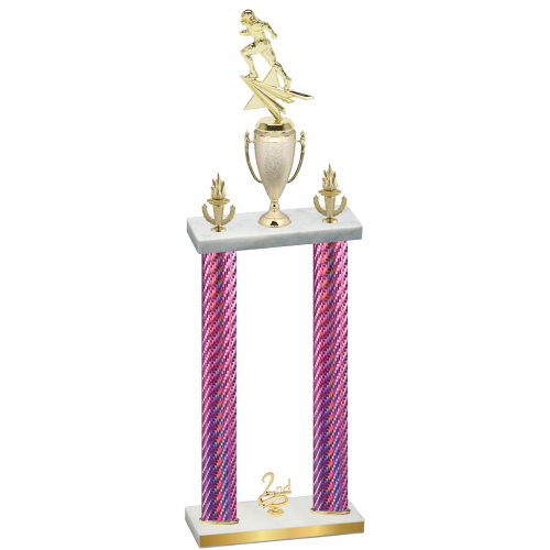 Double Pink Carbon Fiber Second Place Football Trophy