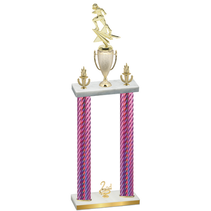 Double Pink Carbon Fiber Second Place Football Trophy