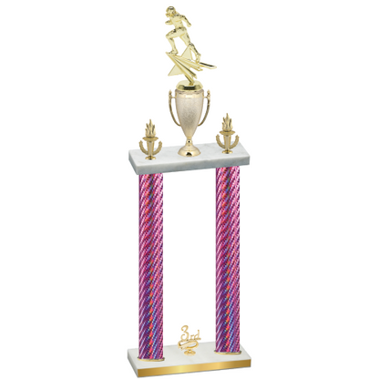Double Pink Carbon Fiber Third Place Football Trophy