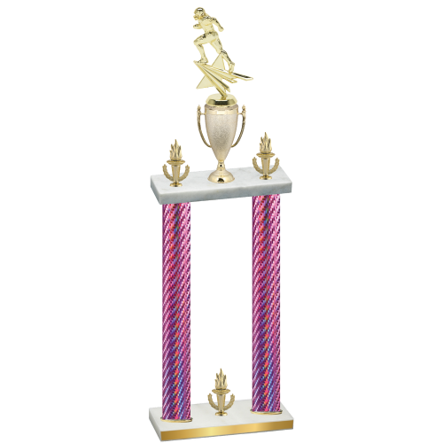 Double Pink Carbon Fiber Victory Football Trophy
