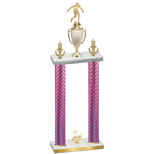 Double Pink Carbon Fiber Second Place Soccer Trophy