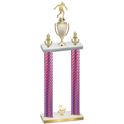 Double Pink Carbon Fiber Second Place Soccer Trophy