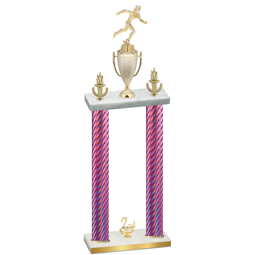 Double Pink Carbon Fiber Second Place Running Trophy