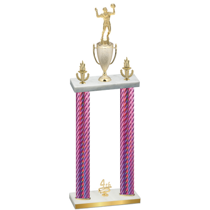 Double Pink Carbon Fiber Fourth Place Volleyball Trophy