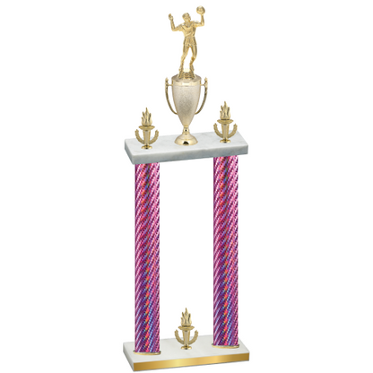 Double Pink Carbon Fiber Victory Volleyball Trophy