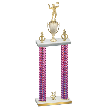 Double Pink Carbon Fiber Year Volleyball Trophy