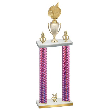 Double Pink Carbon Fiber Year Volleyball Trophy