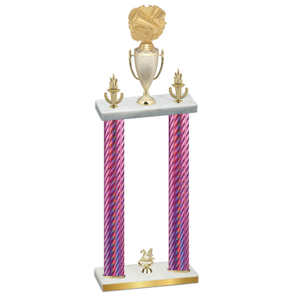 Double Pink Carbon Fiber Year Cheerleading Trophy