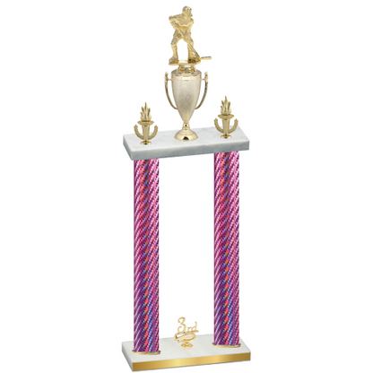Double Pink Carbon Fiber Third Place Hockey Trophy