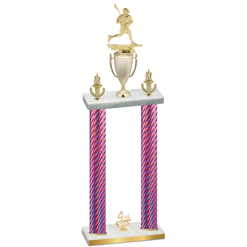 Double Pink Carbon Fiber Fourth Place Lacrosse Trophy