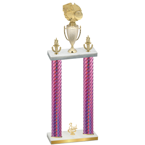 Double Pink Carbon Fiber Third Place Basketball Trophy