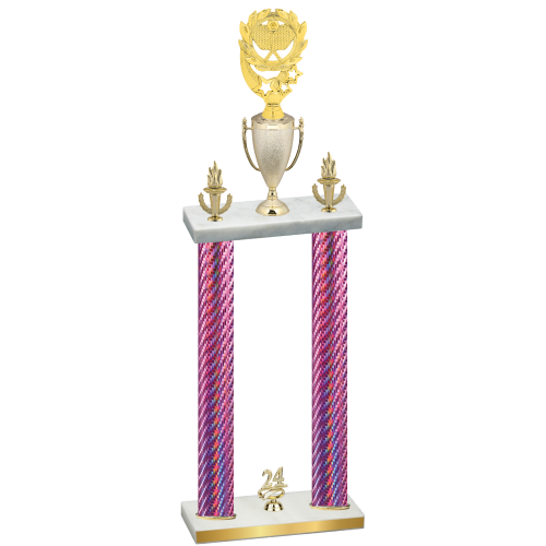 Double Pink Carbon Fiber Year Pickleball Trophy