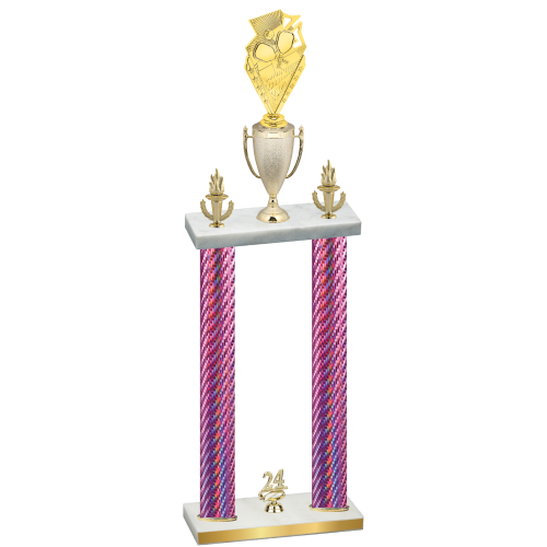 Double Pink Carbon Fiber Year Pickleball Trophy