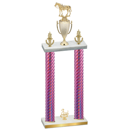 Double Pink Carbon Fiber Third Place Horses Trophy