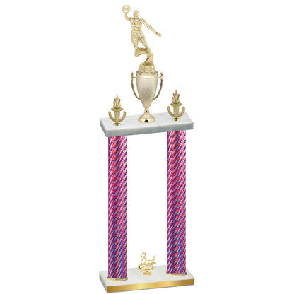 Double Pink Carbon Fiber Third Place Basketball Trophy